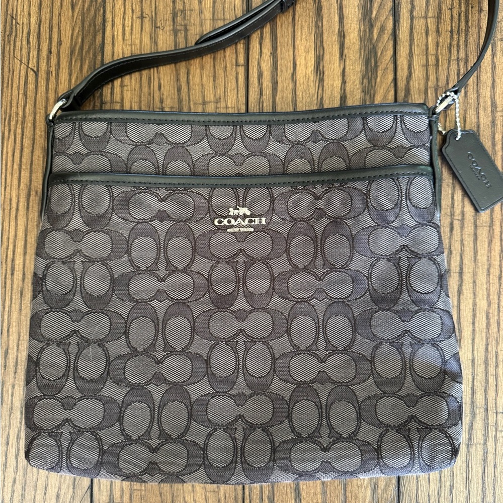 Coach Monogram Black and Gray Cross Body Bag